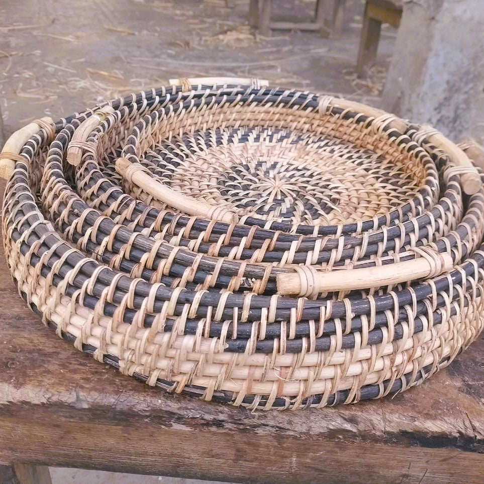 Tangsa Handwoven Bamboo Tray Set (4 pcs) - Assam