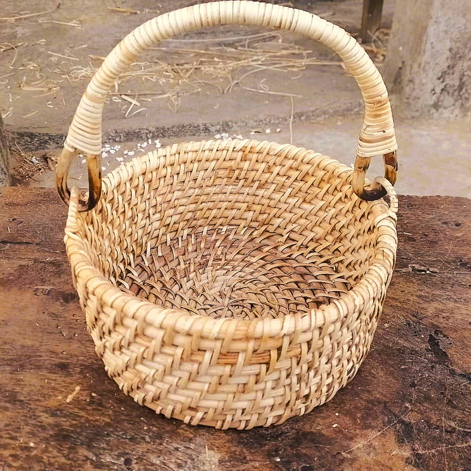 Biate Handwoven Round Handle Basket - Assam