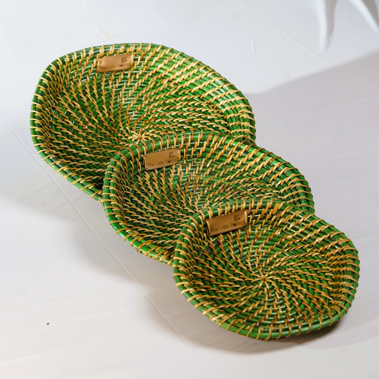 Tiwa Hexagonal Tray Set (Green, 3 pcs) – Assam