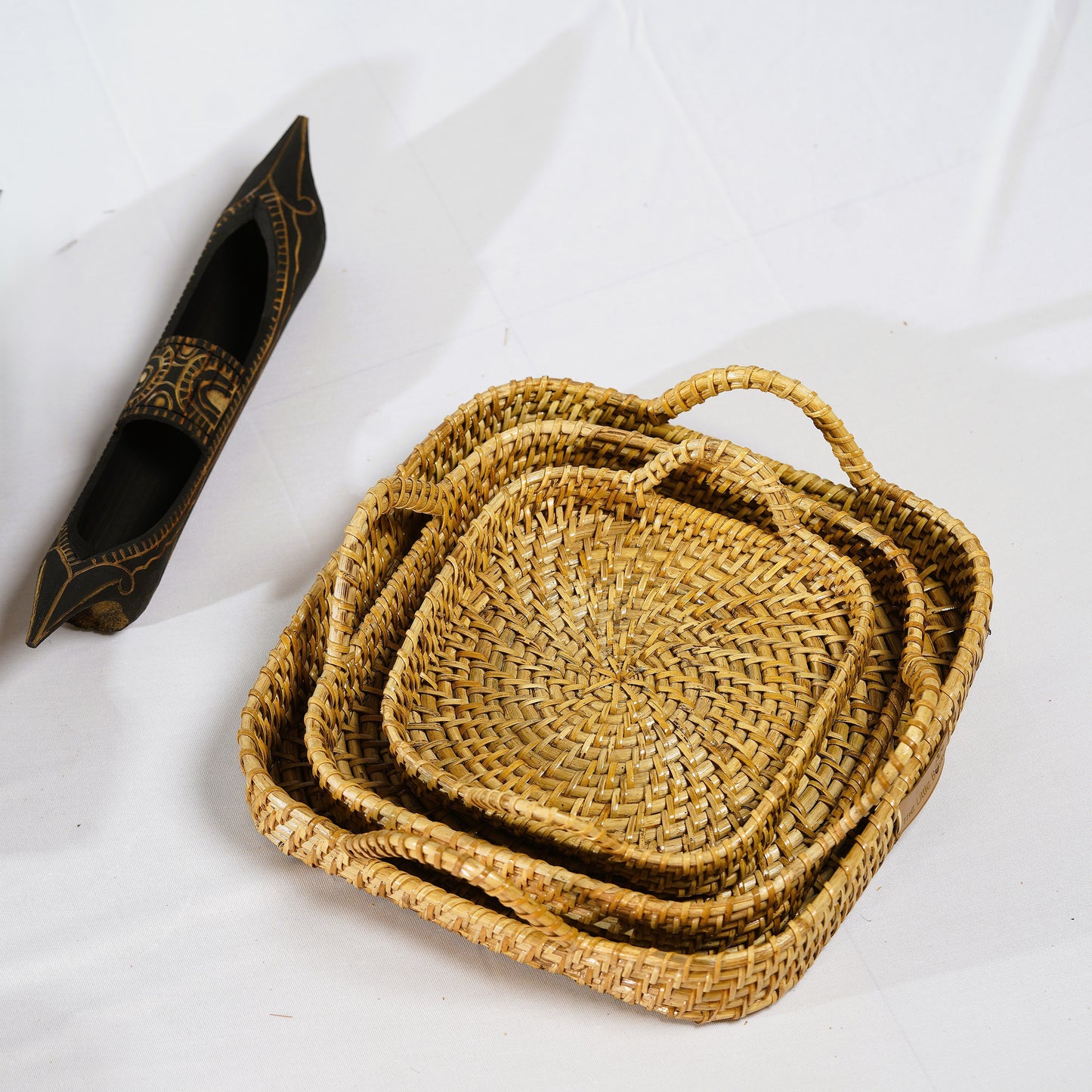 Mikir Square Serving Tray Set (3 pcs) - Assam