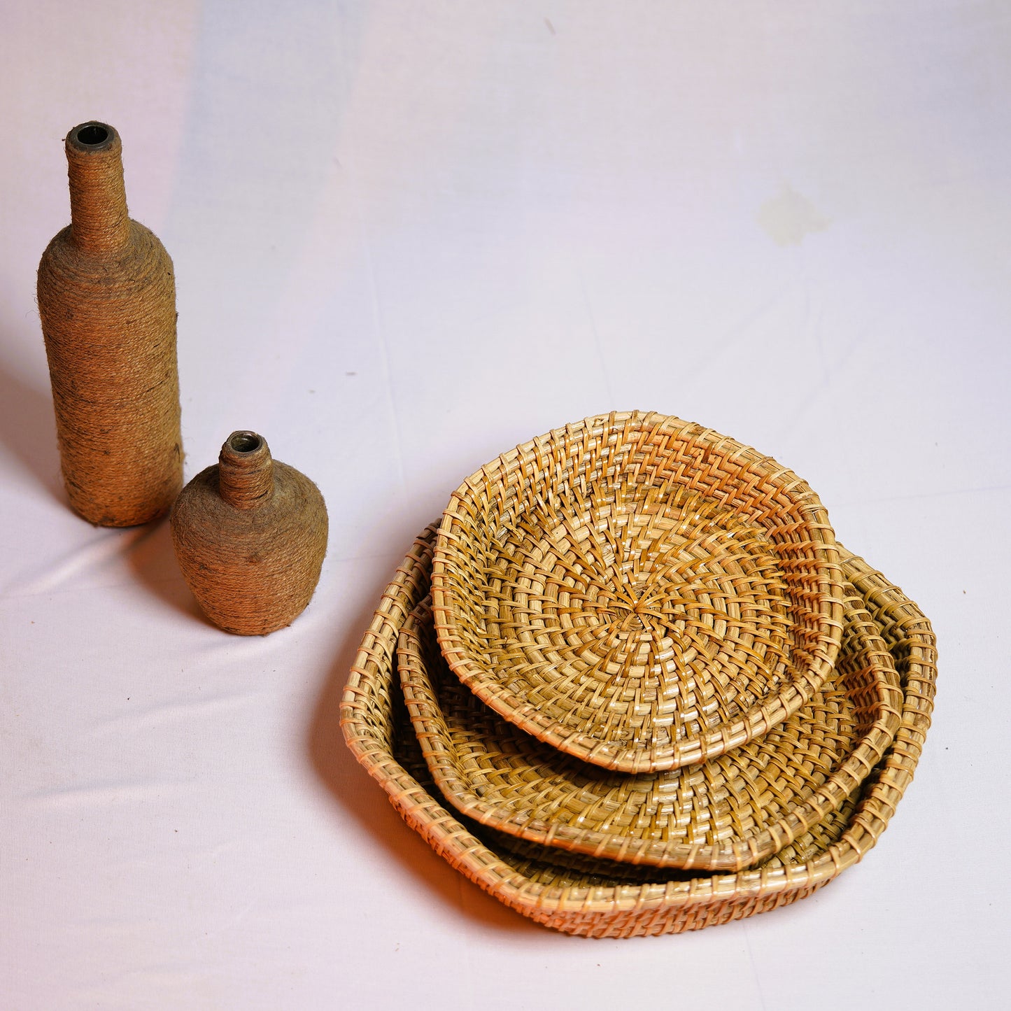 Tiwa Hexagonal Tray Set (Natural, 3 pcs) – Assam