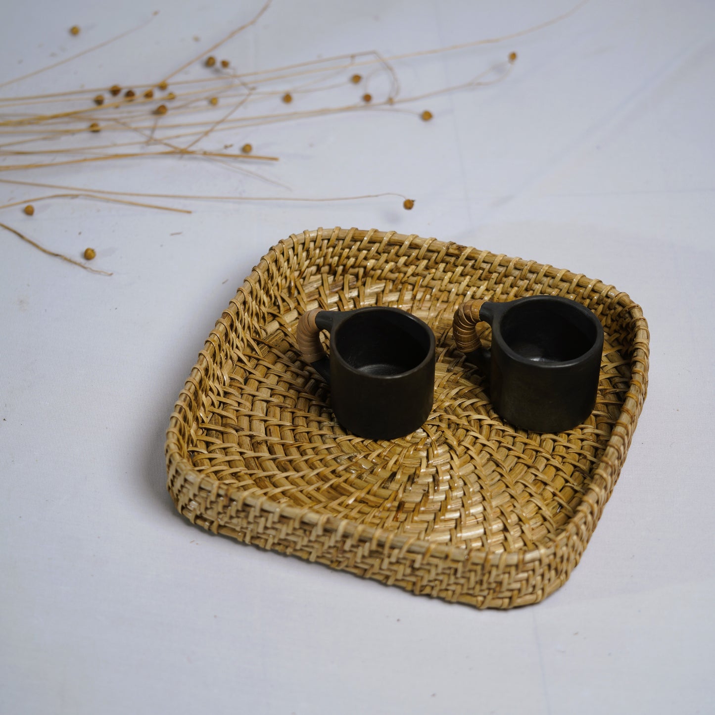 Karbi Square Serving Tray Set (Natural, 3 pcs) – Assam