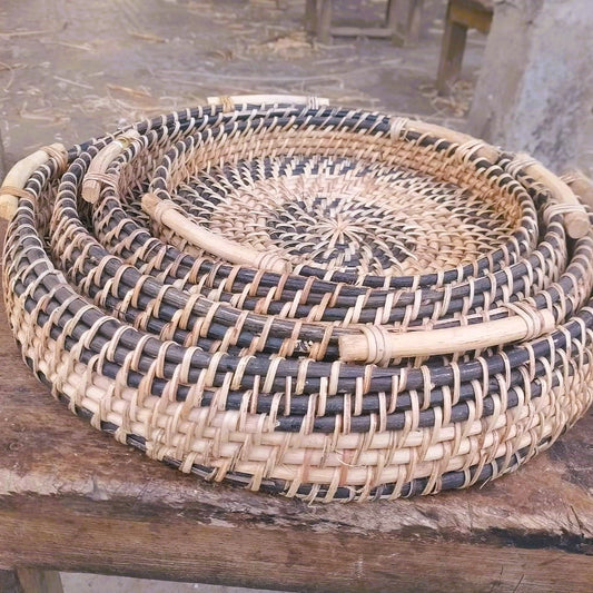 Tangsa Handwoven Bamboo Tray Set  (4 pcs) - Assam