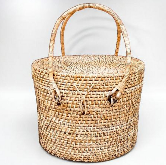 Zeme Handwoven Picnic Basket with Lid - Assam