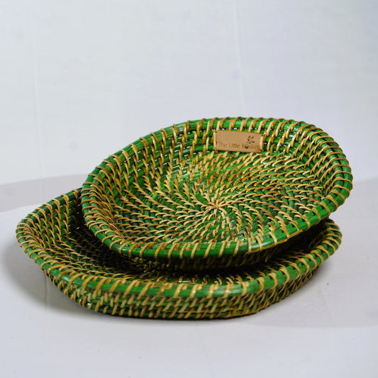 Tiwa Hexagonal Tray Set (Green, 3 pcs) – Assam