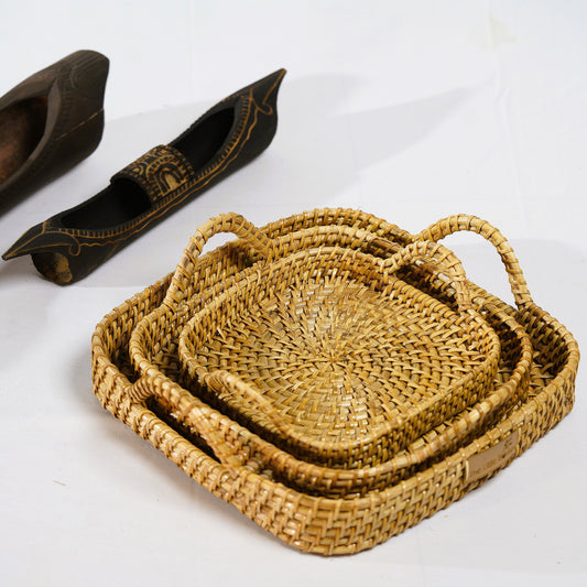 Mikir Square Serving Tray Set (3 pcs) - Assam