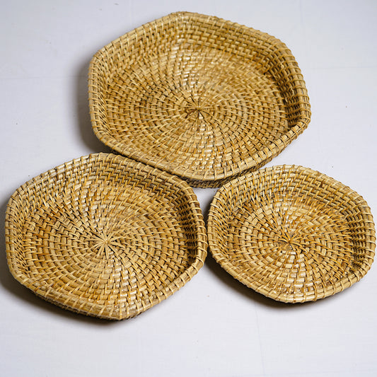 Tiwa Hexagonal Tray Set (Natural, 3 pcs) – Assam